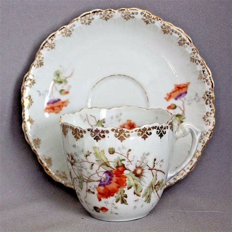 Antique Kpm Berlin Porcelain Cup Saucer Set Floral Flower Design