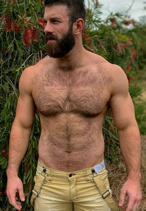 Shirtless Male Muscular Masculine Beefcake Hairy Chest Beard Guy PHOTO X B EBay