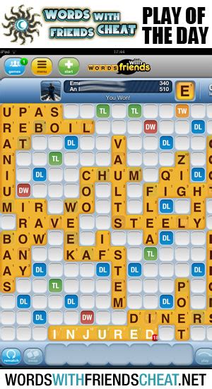 Better than any words with friends cheat you've ever seen! Play Of The Day - INJURED (118 Points) : Words With ...
