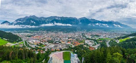 Aerial View Of The Austrian City Innsbruck From The Bergisel Ski
