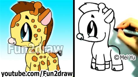 How To Draw A Cartoon Giraffe Cute Drawings Fun2draw Online Art