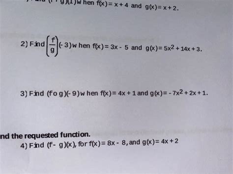 solved 1 when f x x 4 and g x x 2 2 find 0 3 w hen