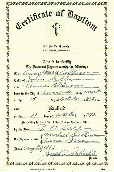Roman Catholic Baptism Certificate Template Professional Template Ideas