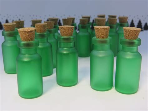 50 Miniature Colored Glass Bottles Green 2ml Bottles Glass Etsy