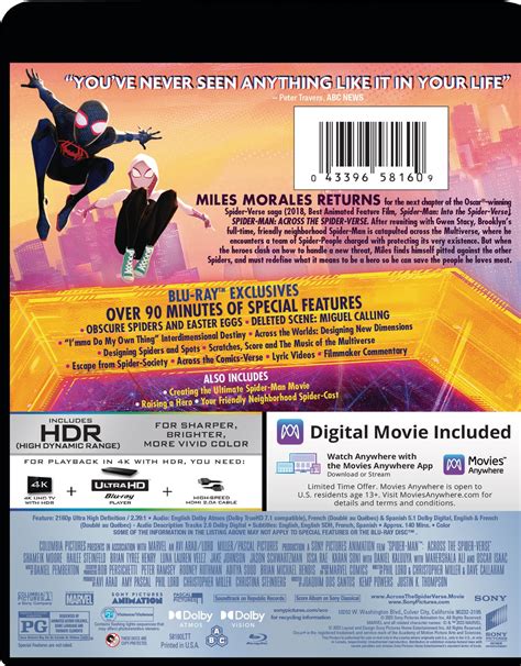 Spider Man Across The Spider Verse K Ultra Hd Blu Ray Digital