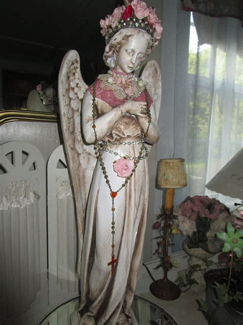Angel Statue With Crown Large Plasterchalk Ware Crowned Angel