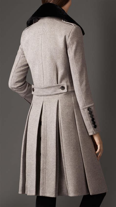 Burberry Wool Cashmere Military Coat In Pale Grey Melange Gray Lyst
