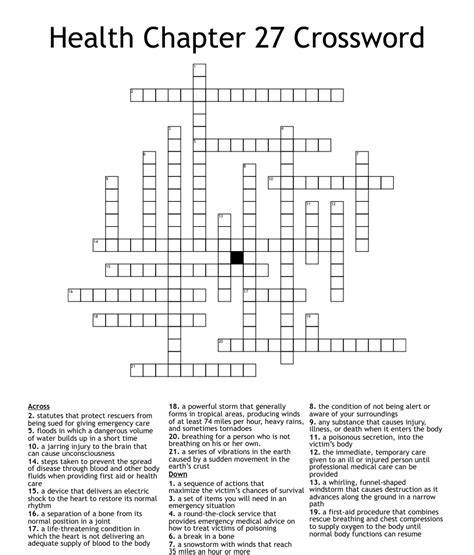 Health Chapter 27 Crossword Wordmint