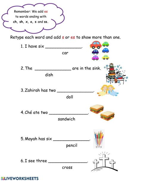 Plurals Adding S Or Es Worksheet Nouns Worksheet Singular And