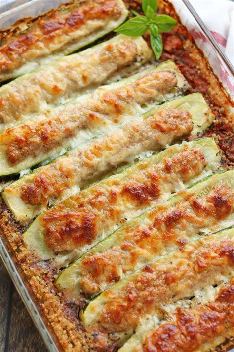 The main ingredients in this baked stuffed zucchini boats dish are the zucchini and the cheese, so just add whatever you want to that mixture. Stuffed Zucchini Boats Casserole with Italian Sausage and Quinoa - Two Healthy Kitchens