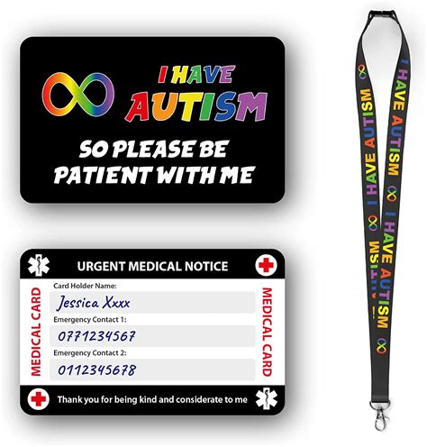 Autism Awareness Medical Card Autism Card With Writable Panel And