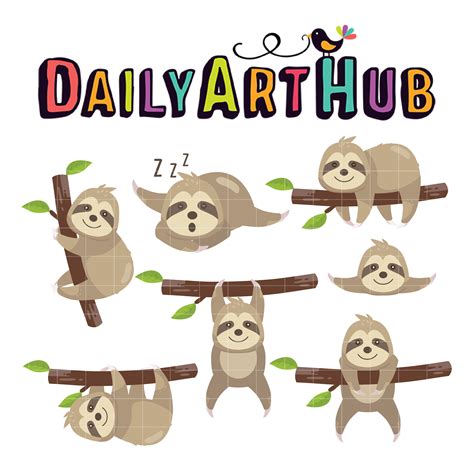 Cute Sloth Clip Art Set Daily Art Hub Free Clip Art Everyday