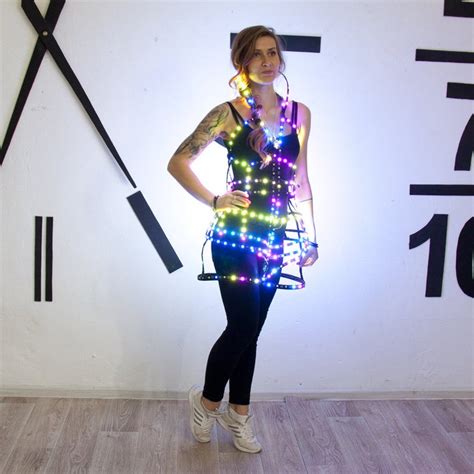 Rave Led Light Up Rainbow Cage Dress Outfit Fashion Festival Etsy