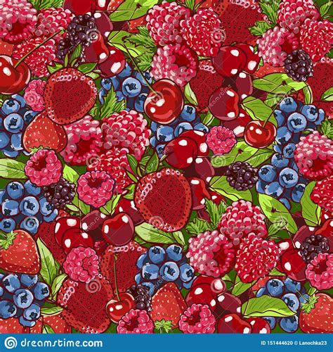 Berry Background Berries Overhead Closeup Colorful Assorted Mix Of