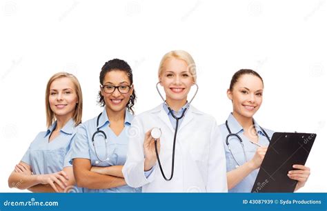 Team Or Group Of Female Doctors And Nurses Stock Image Image Of