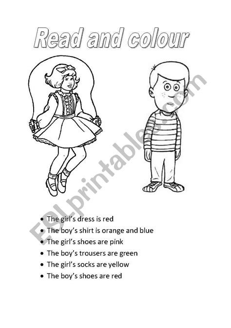 Read And Colour Esl Worksheet By Jacquelineteaching