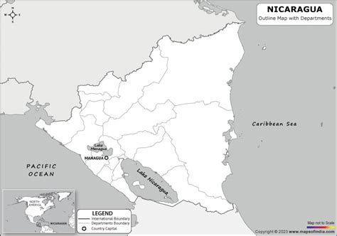 Nicaragua Outline Map Nicaragua Outline Map With State Boundaries