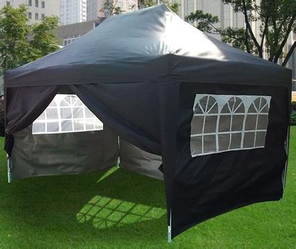 Straight leg pop up canopy provides instant shade and shelter for backyards, patios, parks, or jobsites. Heavy Duty 10' x 15' Black Double Pyramid-Roofed Pop Up ...