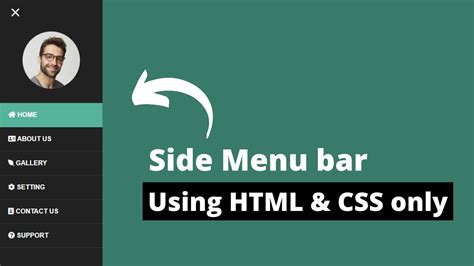 Sidebar Menu Using Html Css Side Navigation Bar Only Using Css And Html Youtube