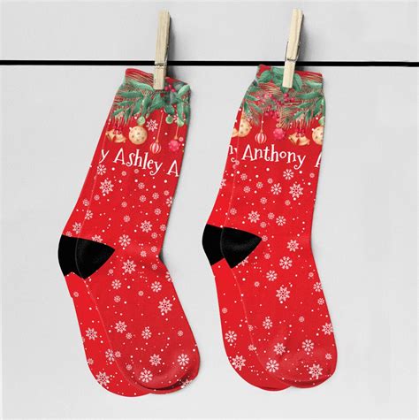 Christmas Snow Pattern Socks Custom Adult Christmas Socks Christmas