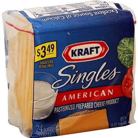 Kraft Singles Cheese Product Pasteurized Prepared American Packaged