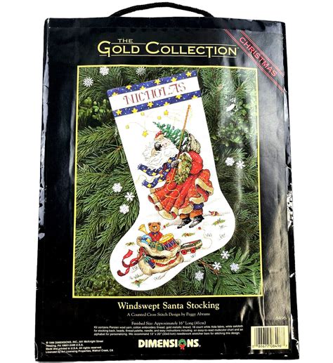 dimensions the gold collection windswept santa stocking counted cross stitch kit ebay