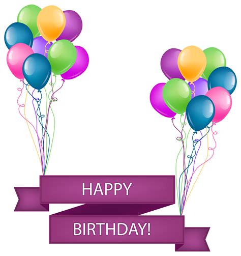 Happy Birthday Banner With Balloons Transparent Png Clip Art Image