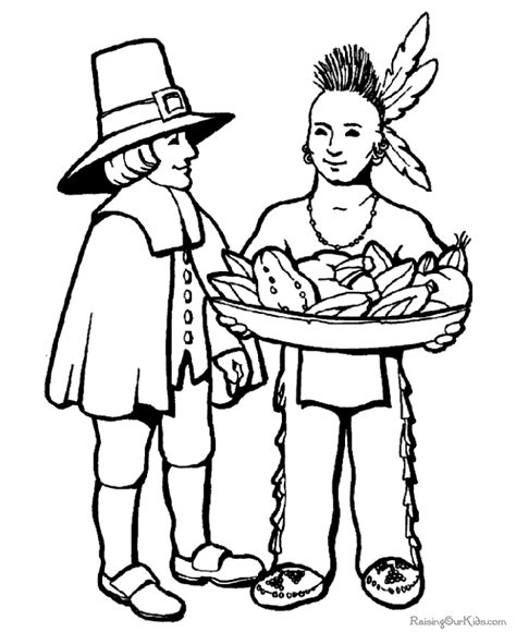Thanksgiving Pilgrim And Indian Coloring Pictures 024