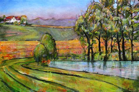 Landscape Art Scenic Fields Painting By Blenda Studio