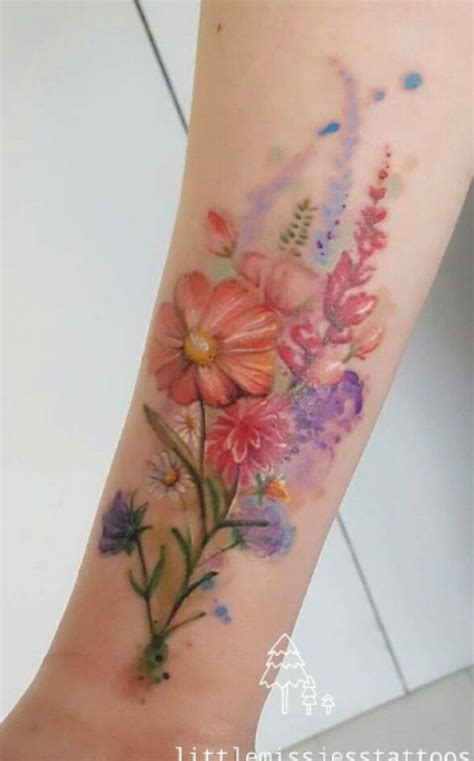 Watercolor Flowers Line Art Tattoos New Tattoos Body Art Tattoos