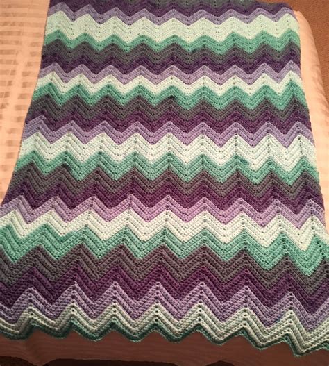 A Ripple Afghan Made With The Same Color Bernat Pop Yarn As My C2c The