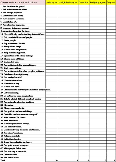 Free And Printable Personality Sample Questions With