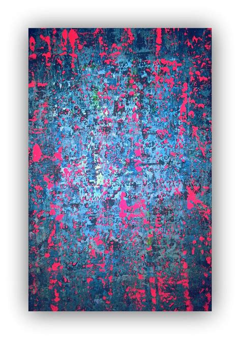 Large Abstract Painting Canvas Art Blue Teal Pink Fuschia