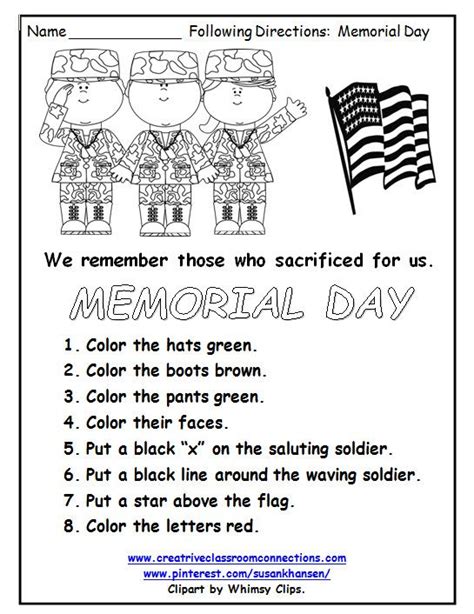 This Free Memorial Day Worksheet Reminds Students Of The Importance Of