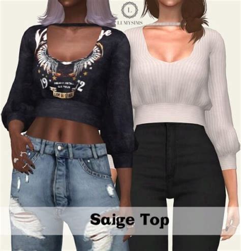 Lumy Sims Saige Top For The Sims 4 Sims 4 Sims Sims