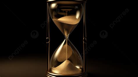 3d Gold Hourglass Sand Isolated On A Black Background 3d Illustration Of The Sand Timer In