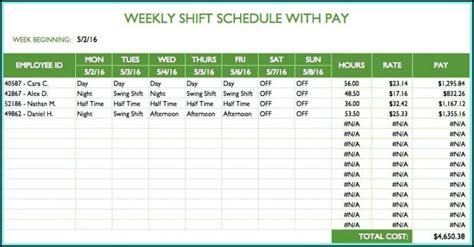 10 Hour Fixed Shift Schedule Templates Template 1 Resume Examples