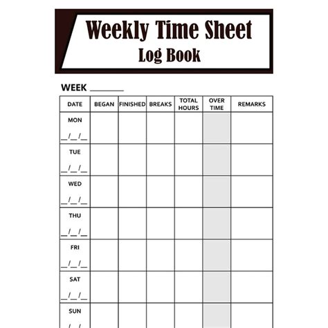7 Best Images Of Printable Weekly Time Log Daily Work Log Sheet Blank