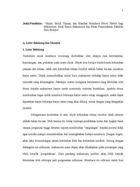 Contoh Proposal Skripsi Bahasa Indonesia Tentang Membaca - Temukan Contoh