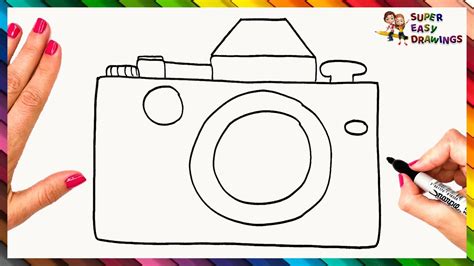 How To Draw A Photo Camera Step By Step Photo Camera Drawing Easy