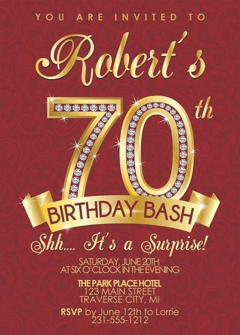 Download Free Template Surprise 70th Birthday Party Invitations 70th