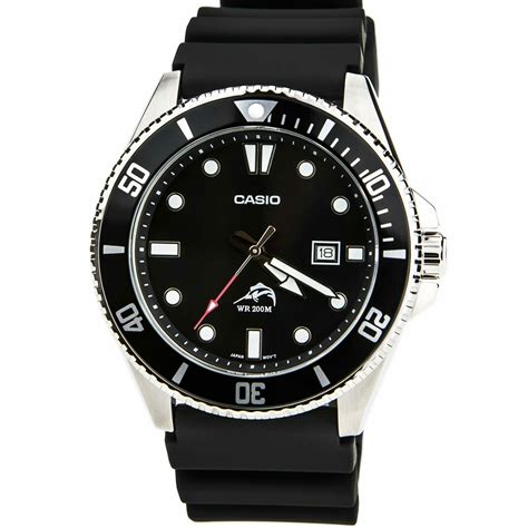 Casio Men S Watch Sports Black Dial Black Resin Strap Dive Mdv106 1a In 2020 Watches For Men