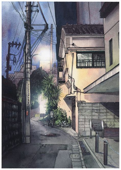 Watercolor Illustrations Depicting Night Streets Of Tokyo By Mateusz