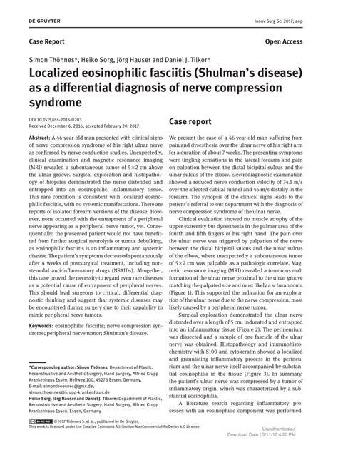 Pdf Localized Eosinophilic Fasciitis Shulmans Disease As A