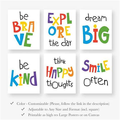 Playroom Wall Decor Quote Prints For Kids Room Inspirational Quotes