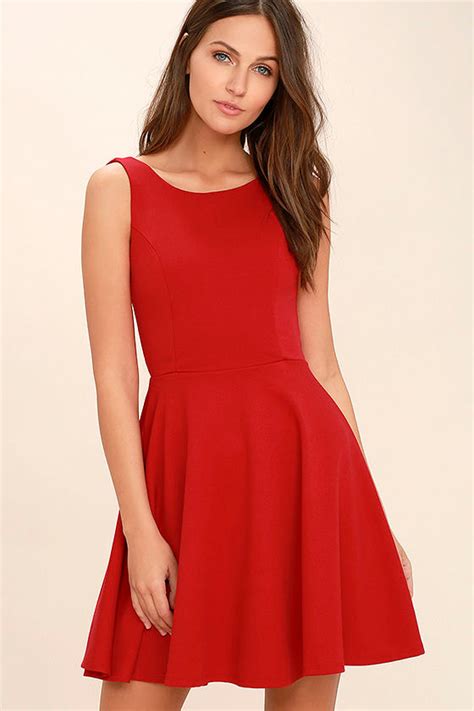 Cute Red Dress Skater Dress Backless Dress 44 00