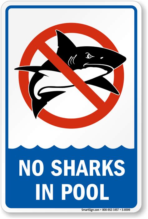 No Sharks In Pool Humorous Sign Sku S 8599