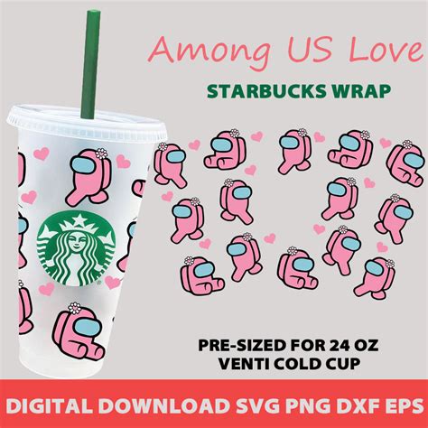 Among Us Svg Bundle 24oz Easy To Use Cup Wrap 2 Different Cold Cup