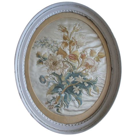 Antique English Georgian silk embroidery of flowers SOLD on Ruby Lane