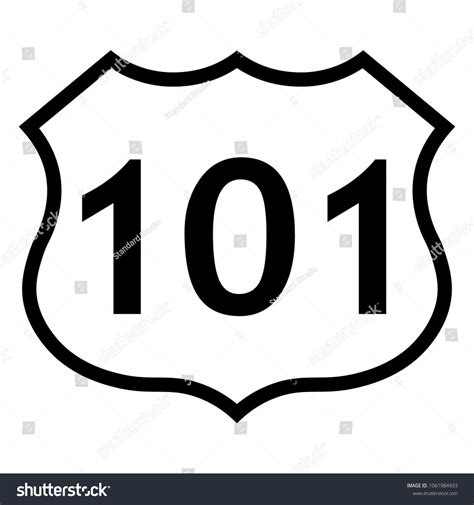 Us Route 101 Sign Black And White Shield Sign With Route Number